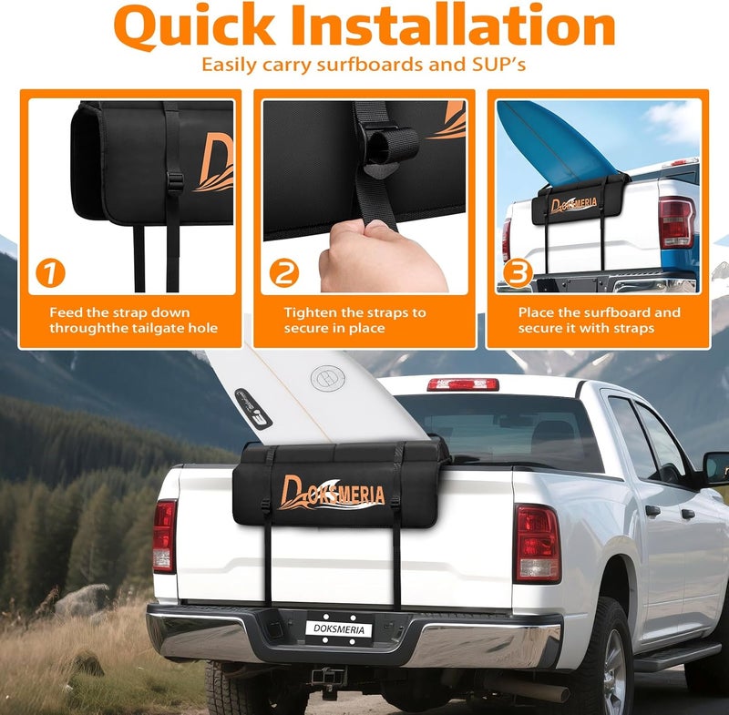 doksmeria Tailgate Surfboard Pad, Upgrade Tailgate Surf Pad with Extra Thick Padding & Flannel Lining, Foldable Surfboard Tailgate Pad for SUP, Longboard, Surfboard, Ladders, Lumber - Image 4